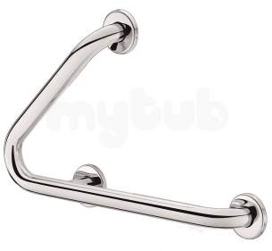 Delabie Grab and Hand Rails -  Delabie Grab Rail 45deg (left) 32 480x320 Polished Stainless Steel