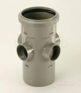 Center Soil Waste and Overflow -  Center Universal Boss Pipe 110mm Grey 1 Pack