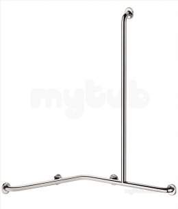 Delabie Grab and Hand Rails -  Delabie Grab Bar With Shower Head Rail 32mm - Polishedsatin