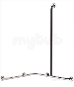 Delabie Grab and Hand Rails -  Delabie Grab Bar With Shower Head Rail 32mm Ultrasatin