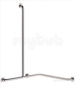 Delabie Grab and Hand Rails -  Delabie Grab Bar And Shower Rail (left) 32 Polished Stainless Steel