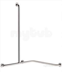 Delabie Grab and Hand Rails -  Delabie Grab Bar And Shower Rail (left) 32 Stainless Steel Satin