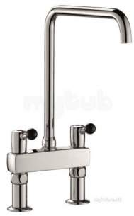 Delabie Brassware -  Delabie Pillar Mtd Twin Hole Mixer 100lpm Swivel Spout 22 L300 H380mm