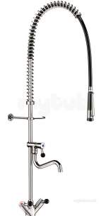 Delabie Brassware -  Delabie Pre-rinse Set Single Hole Mix Ctrl Knob Swivel Spt 22 L200