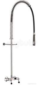 Delabie Brassware -  Delabie Pre-rinse Set With Black Hose Wall Mounted Mixer No Bib Tap