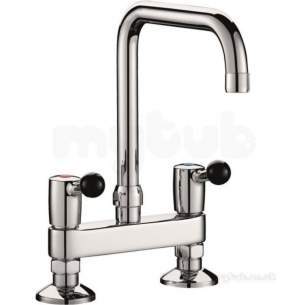 Delabie Brassware -  Delabie Twin Hole Deck Mtd Mixer 45lpm Swivel Tube Spout 22 L200mm