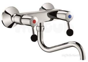 Delabie Brassware -  Delabie Wall Mtd Mixer 45lpm Swan Neck Swivel Underspout 22 L200mm