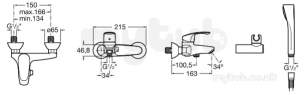 Roca Brassware -  Monodin-n W-mntd Bath/shower Mixer Plus Kit Chr