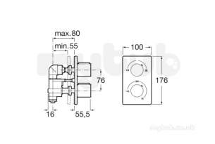 Roca Brassware -  T1000 Concealed W/mntd Bath Shwr Mxr Chr