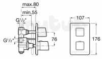 Roca Brassware -  Thesis-t Built-in Bath Or Shower Mixer Chr