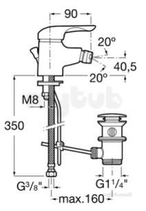 Roca Brassware -  Monojet-n Bidet Mixer With Puw Chrome