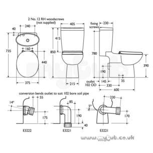 Ideal Standard Luxury -  Ideal Standard Kyomi E5180 Cc H/outlet Pan White Re Fired