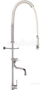 Delabie Brassware -  Delabie Pre-rinse Set With Single Hole Mixer Plus Telesc Spout L200-290