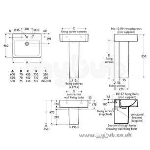 Ideal Standard Concept -  Ideal Standard Cube E784201 550mm One Tap Hole Basin White