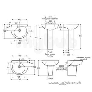 Ideal Standard Create -  Ideal Standard Drift E3087 560 X 460mm One Tap Hole Left Hand Basin White