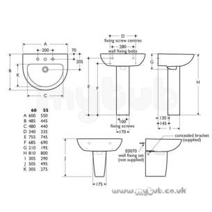 Ideal Standard Create E3015 Full Pedestal White