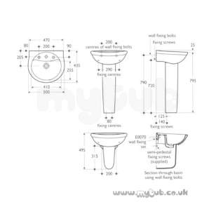 Ideal Standard Alto -  Ideal Standard Alto E7446 500mm Two Tap Holes Basin White