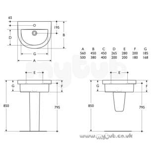 Ideal Standard Washpoint -  Ideal Standard Washpoint R3188 One Tap Hole 50cm Apron Basin Wh