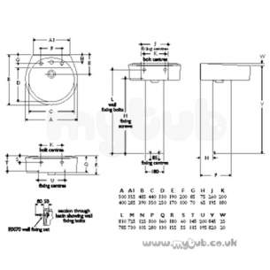 Ideal Standard Luxury -  Ideal Standard White E0018 400mm Two Tap Holes Basin White