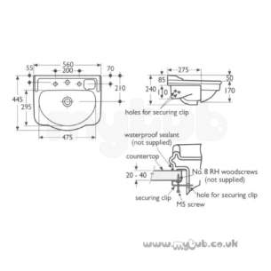 Ideal Standard Classic -  Ideal Standard Reflections E4471 560mm One Tap Hole Semi-countertop Basin Wh Obsolete