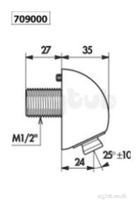 Delabie Showers -  Delabie Vandal Proof Round Shower Head M1/2 Inch For Walls 180mm