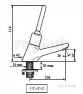 Delabie Basin Taps -  Delabie Tempostop Lever Operated Basin Tap 7sec Comp Fitting 15