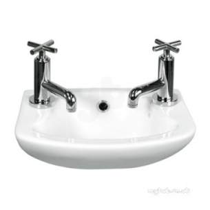 Eastbrook Sanitary Ware -  Loire 450 X 275 Cloakroom Basin Two Tap Holes White 75.0019