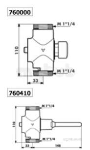 Delabie Accessories and Miscellaneous -  Delabie Tempochasse Wc Mm1 1/4 Inch Lever-op Valve 7sec Time Flow