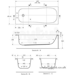 Ideal Standard Create Acrylic Baths -  Ideal Standard Create E3294 1700 X 700mm No Tap Holes Bath White