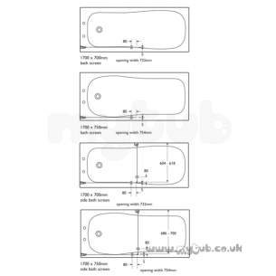 Ideal Standard Create Acrylic Baths -  Ideal Standard Create L9122 Over Bath Screen 1700mm