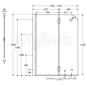 Bliss Shower Enclosures -  Armitage Shanks Bliss L9199 Left Hand Hngd Bathscreen Clr/p Slv