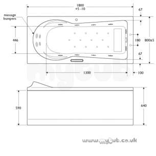 Ideal Standard Art and design Baths -  Ideal Standard Www T8998 1800 X 800 Left Hand Bath No Tap Holes Inc Pnl Wh