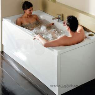 Ideal Standard Art and design Baths -  Ideal Standard Aqua Duo 1800 X 800 No Tap Holes Bath Inc Waste And Pnl Wh