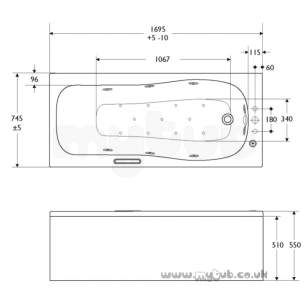 Ideal Standard Create Acrylic Baths -  Ideal Standard Create E319201 170cm Bath Twin Plus Left Hand