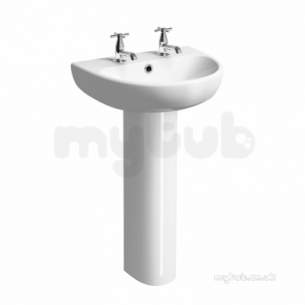 Twyford Mid Market Ware -  E100 Round Washbasin 550x440 Two Tap Holes White