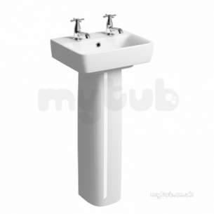 Twyford Mid Market Ware -  E200 Hr Washbasin 450x340 Two Tap Holes White