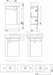 Twyford Galerie Plan Furniture -  E200 Unit For Hrb 500x250mm Left Hand T/rail Gy