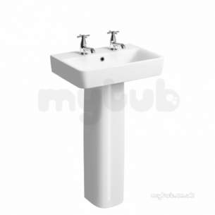 Twyford Mid Market Ware -  E200 Washbasin 600x370 Two Tap Holes White