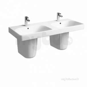 Twyford Mid Market Ware -  E500 Square Double Wb 1200x480mm Two Tap Holes Wht