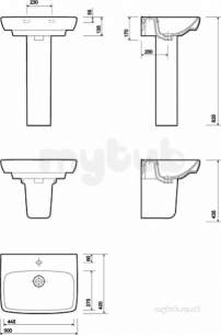 E100 Square Washbasin 500x420 One Tap Hole White