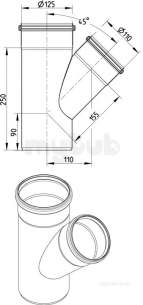 Blucher Europipe Range -  45 Deg Branch 125 X 110mm 838.110.125