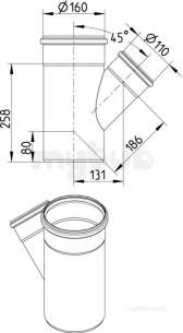 Blucher Europipe Range -  45 Deg Branch 160 X 110mm 838.110.160