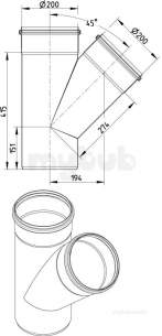 Blucher Europipe Range -  45deg Branch 200 X 200mm 838.200.200 S