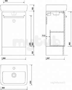 Twyford Galerie Plan Furniture -  E200 Unit For Washbasin 550x370mm White