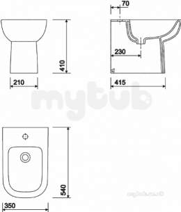 Twyford Mid Market Ware -  E500 Floorstanding Bidet Btw White