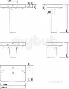Twyford Mid Market Ware -  E500 Square Washbasin 750x480mm One Tap Hole Wht