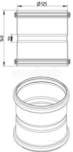 Blucher Drainage -  Double Coupling-125mm 841.125.125 S