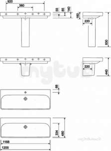 Twyford Mid Market Ware -  E500 Square Washbasin 1200x480mm No Tap Holes Wht