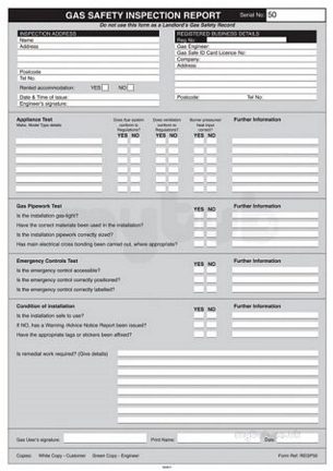 Regin Products -  Regin Regp50 Gas Safety Inspect Rprt Pad