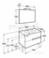 Roca Furniture and Vanity Basins -  Roca Victoria-n Pack 800mm 2d Grey